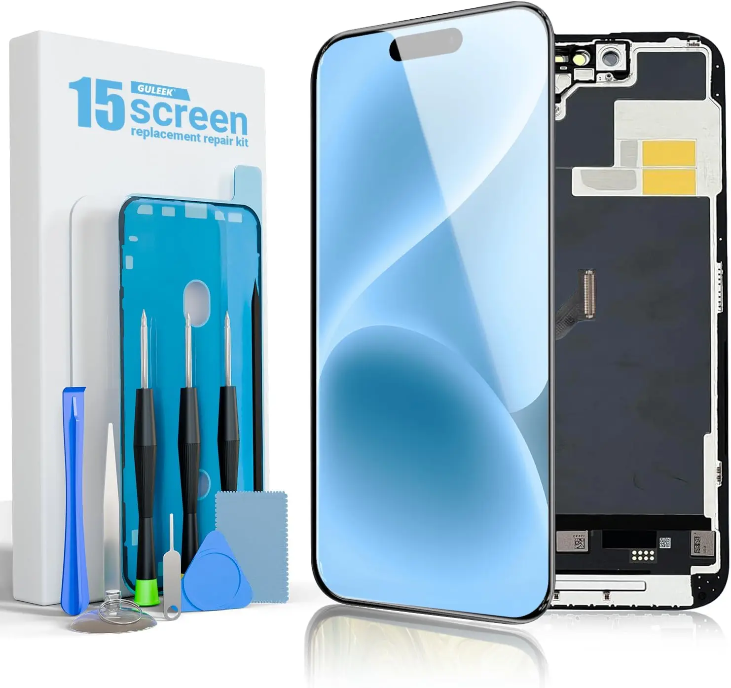 

Замена экрана для iPhone 15, 6,1-дюймовый Full HD LCD-дисплей и сенсорный модуль в сборе, включая ремонтные материалы