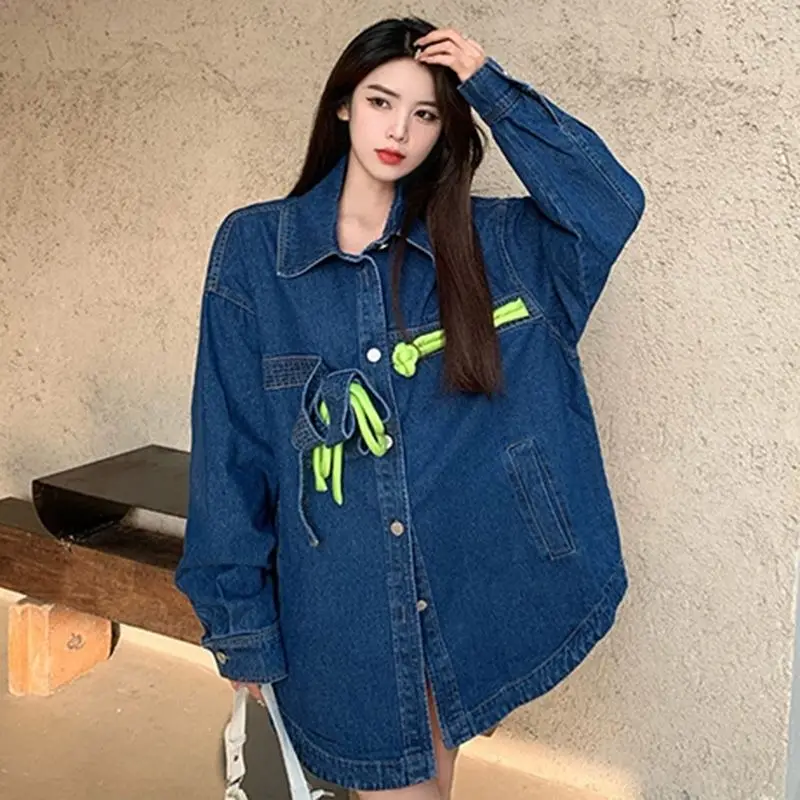 

Women Coat Jean Spring Oversize New Design Fashion Wear In Trip Beautiful Comfortable Soft Blue Color