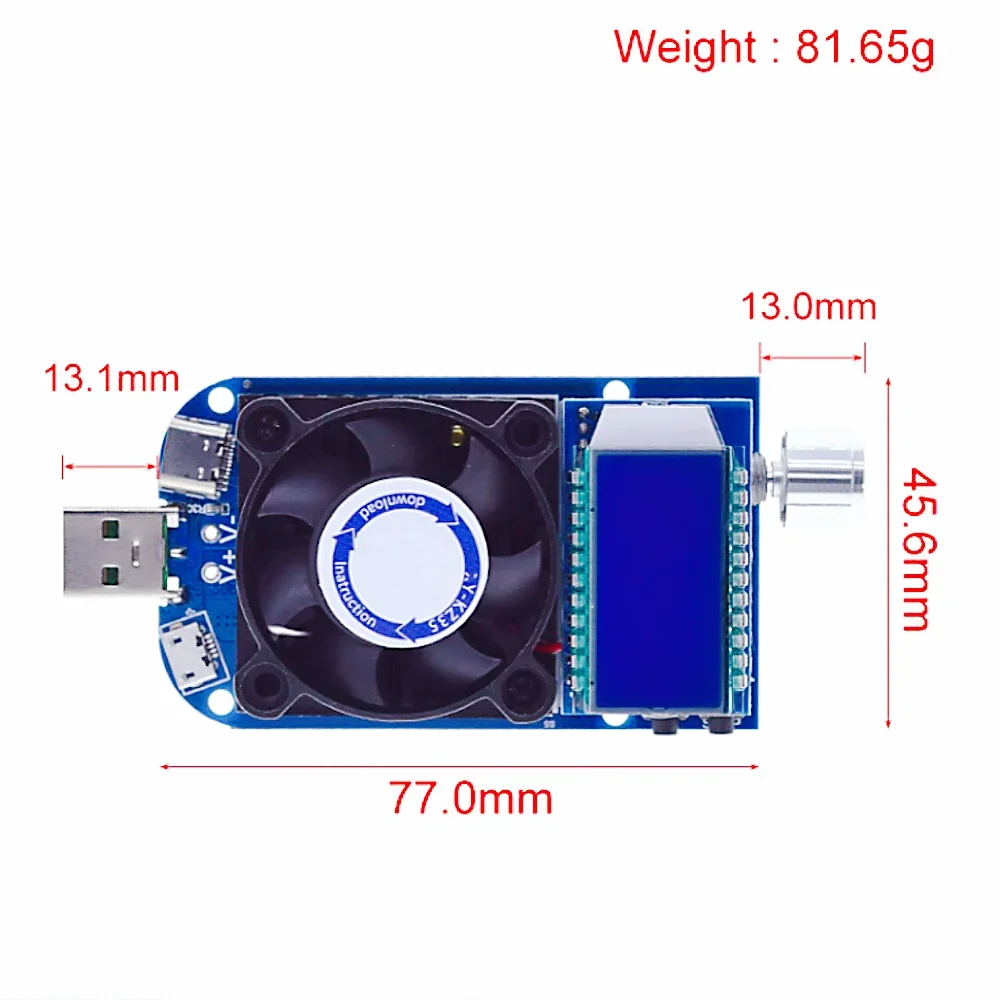 25W/35W Constant Current Electronic Load QC2.0/3.0 AFC FCP Fast Charging Tester USB Type C Trigger Deception Discharge Capacity