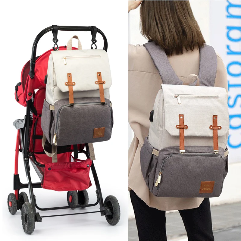 Diaper Backpack Baby Stroller Bag Mummy Daddy Waterproof Oxford Handbag Nursing Nappy Kits Maternity Packs USB Warmer Holder New