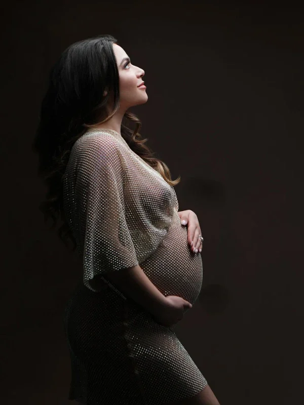 Sexy See-through Boho Maternity Maternity Photography Dresses For Elegant Mesh Rhinestones Dress Pregnancy Photo Shoot