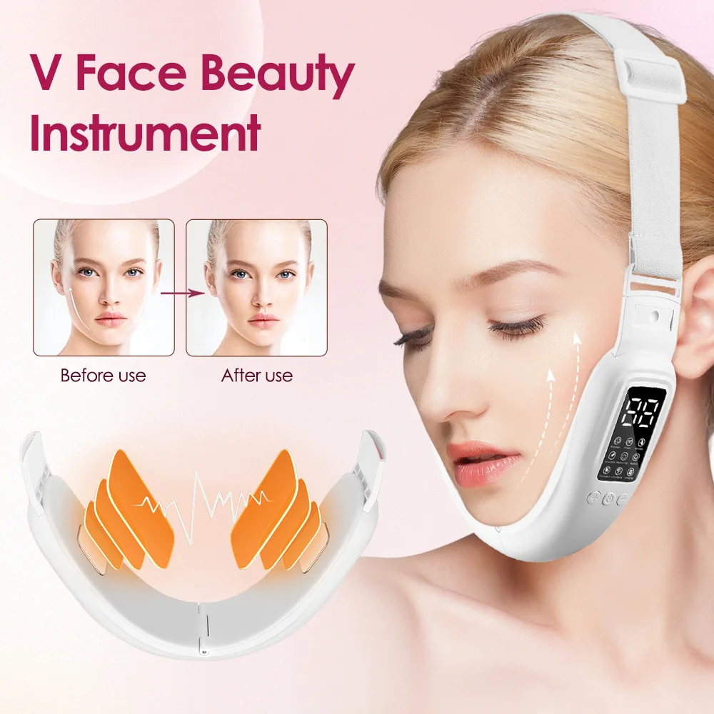 8 โหมด 15 ระดับ EMS Microcurrent Face Slimmer พร้อมเครื่องทําความร้อน,Professional Facial Lifting กระชับอุปกรณ์สําหรับ V-Shape Contour