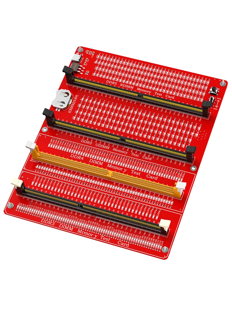 Tester pamięci DDR3/4/5 RDIMM/UDIMM ze wskaźnikiem LED Przycisk testowy zasilania typu C Komputer stacjonarny Karta testowa pamięci DDR3/4/5 — zdjęcie 2