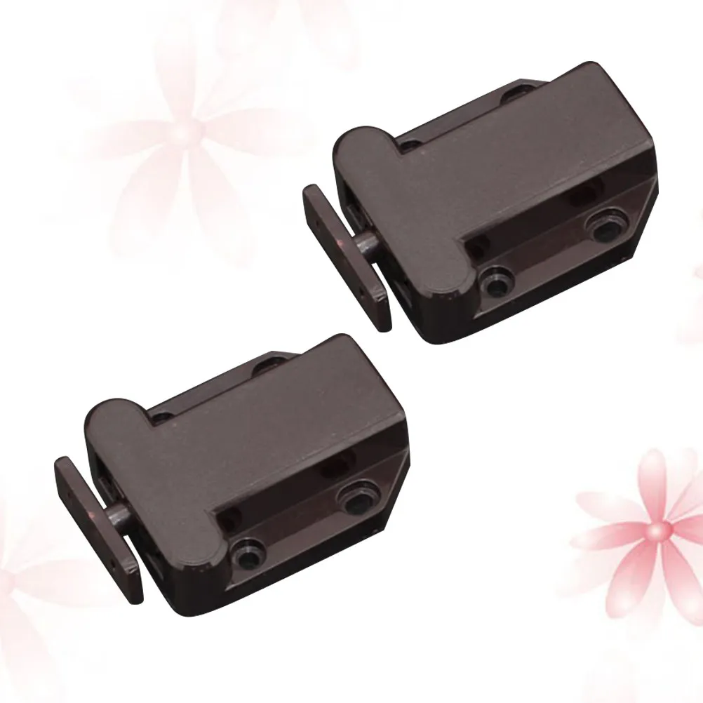 2Pcs Self-Locking Door Catch Professional Press Latch for Cabinet Drawer Wardrobe Cupboard Furniture Lock Brown