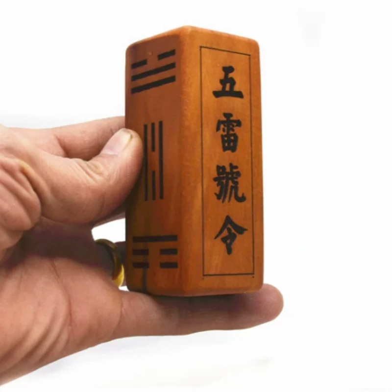 1Pcs Jujube Wood Five Thunders Gavel - Eight Trigrams Taoist Paperweight, Feng Shui Decor Ward Off Evil Desk Display
