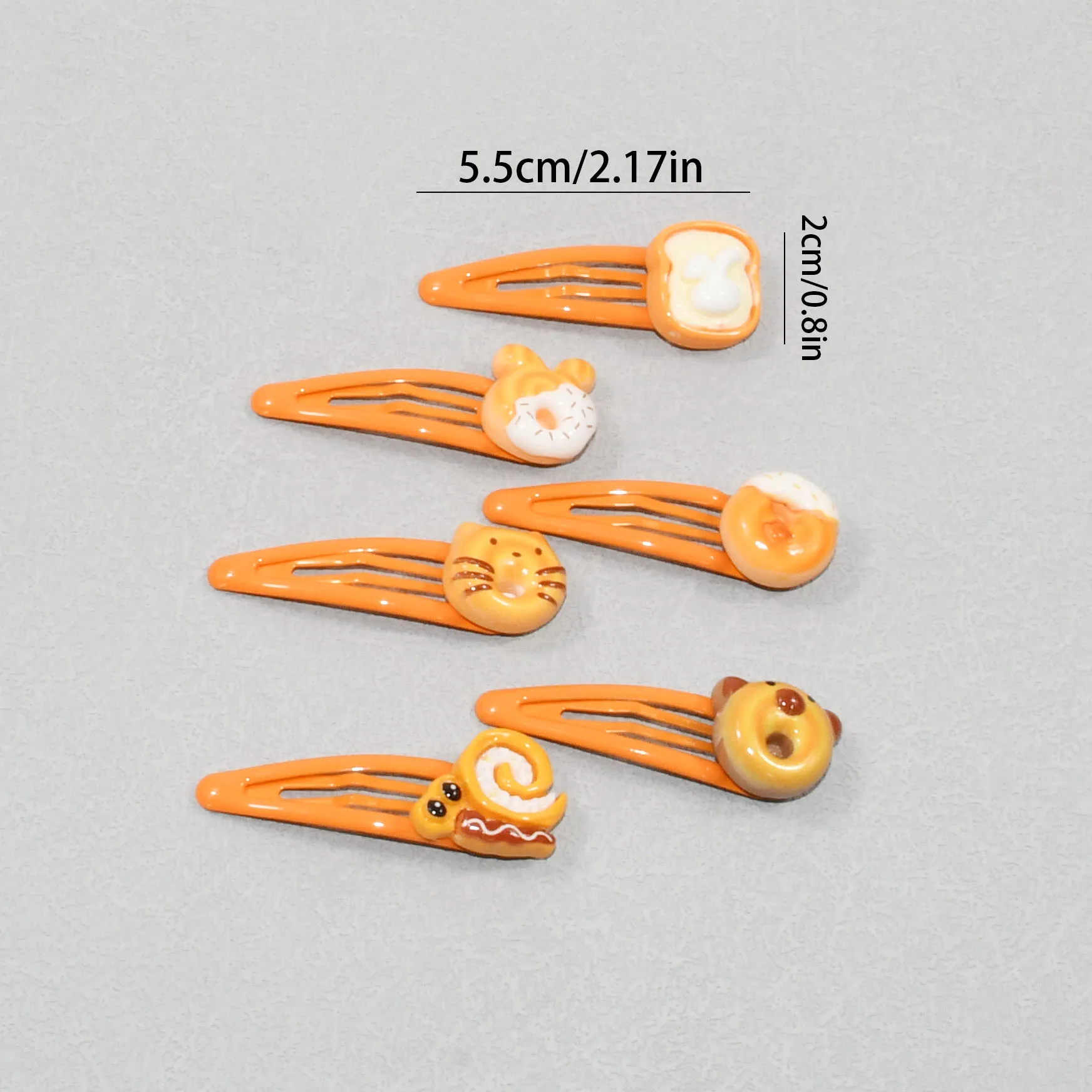 6Pcs/Set Cute Cartoon Bread Shape Women Hair Clips Orange Water Drop Side Clip Girls Bangs Hair Clips Sweet Hair Accessories