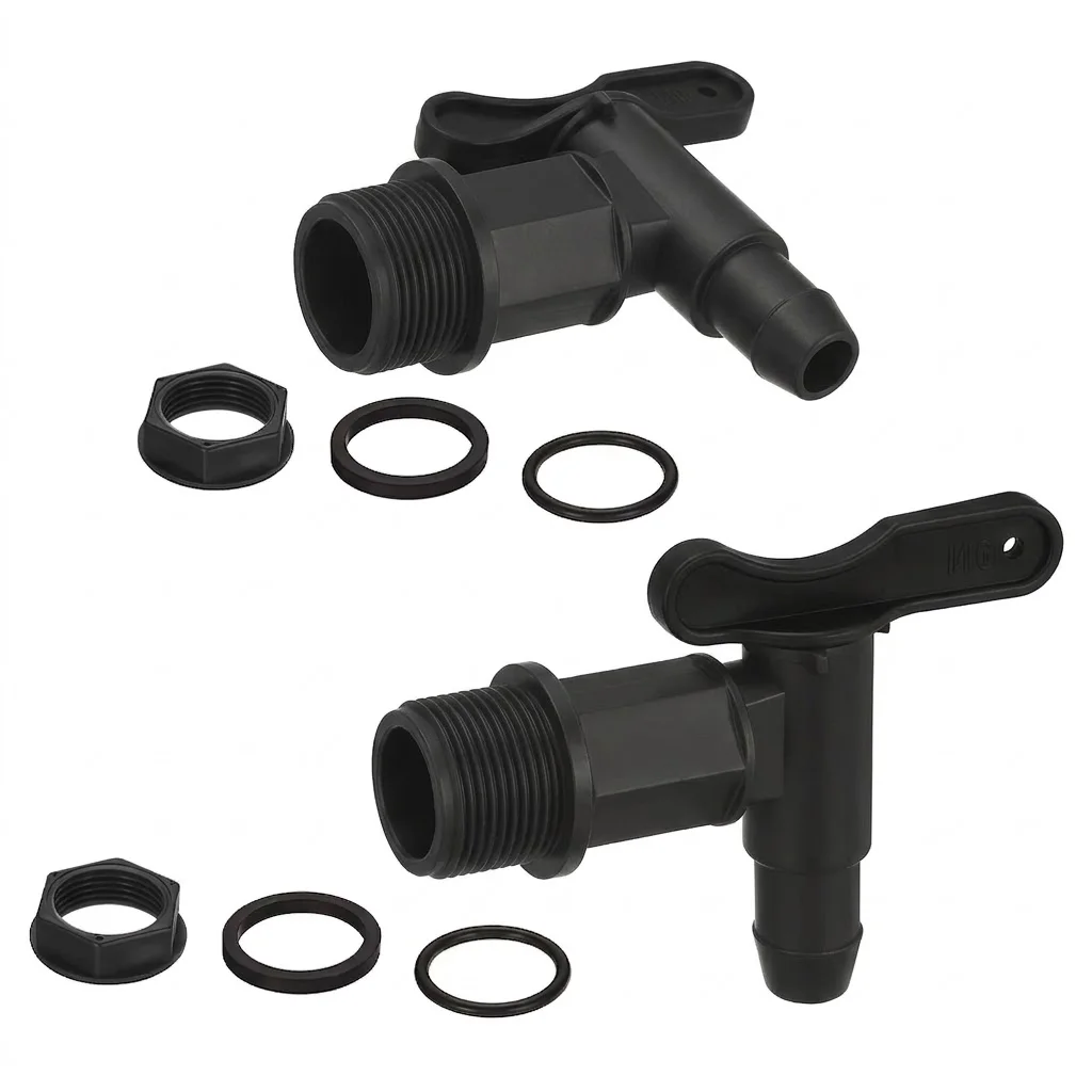 3/4 Inch Drum Spigot Faucet Pail Taps with EPDM Gasket FDA Compliant Materials NPT Connection for Plastic Gallon Drums