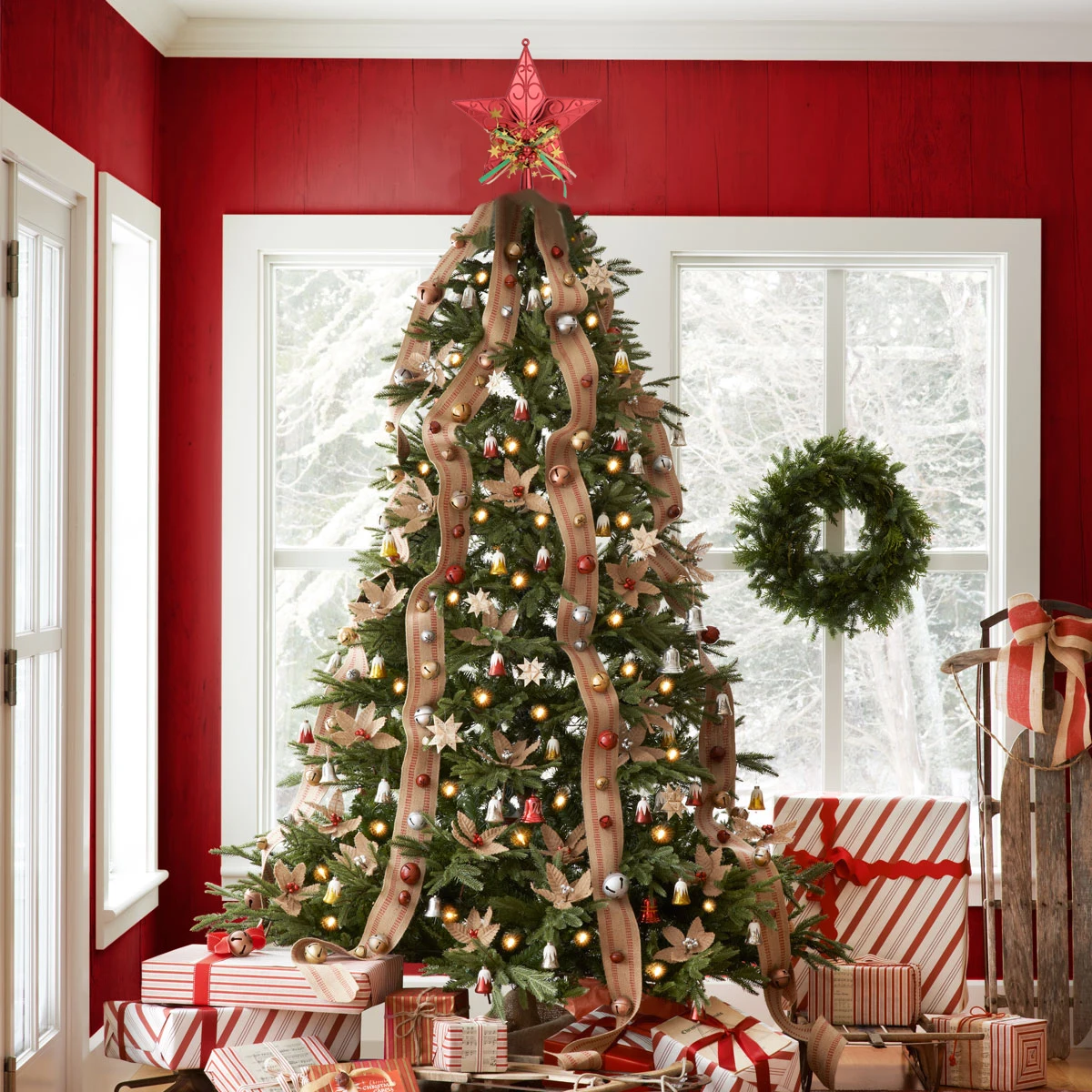 

20 Cm Christmas Tree Top Star Topper Red Decorations Ornament Ornaments for Desktop