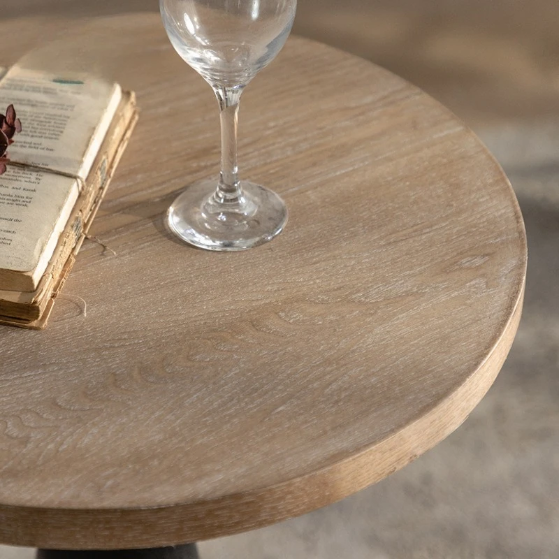 وابي سابي من الخشب الصلب مع طاولة قهوة كلاسيكية من الحديد، شاي جانبي صغير، أثاث منزلي أمريكي عتيق، طاولات مقهى إبداعية