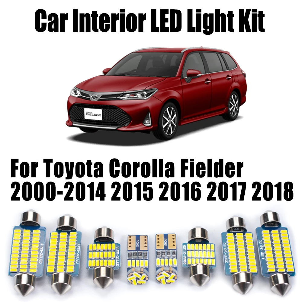 

8Pcs Canbus LED Interior Dome Map Light Kit For Toyota Corolla Fielder 2000- 2015 2016 2017 2018 Accessories Car Reading Bulbs