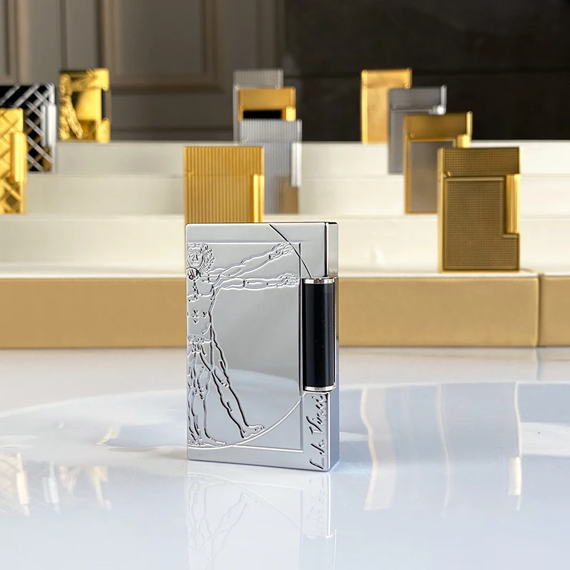 New vintage Lighter Bright Sound brass shell windproof gas lighter for cigarette men's gift