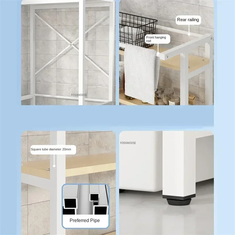 Balcony Wooden Storage Holder Home Furniture Bathroom Toilet Storage Cabinet Waterproof Rust-proof Washing Machine Storage Rack