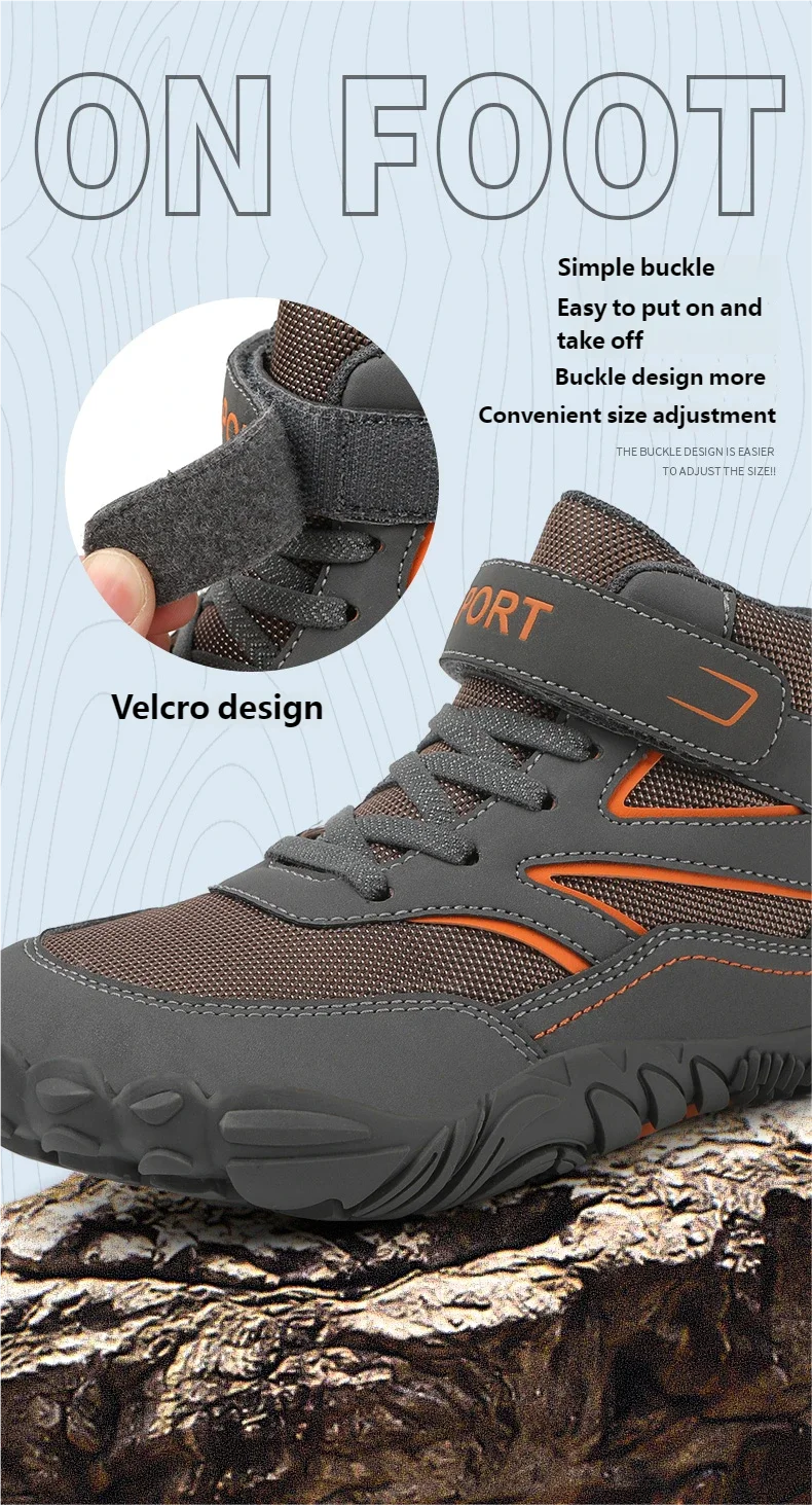 Breite Zehen Kinder Barfuß Stiefel Herbst Winter Wasserdichte Kinder Wanderschuhe Mädchen Jungen Rutschfeste Sportspaziergang Trekking Turnschuhe – Detail 7