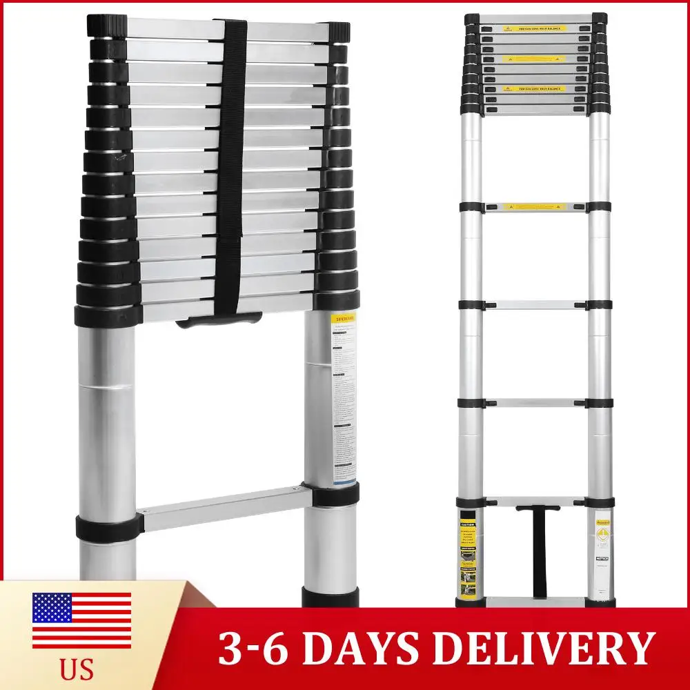 

Портативная складная лестница 4,4 м с 2 треугольными стабилизаторами, складная подъемная лестница с противоскользящим покрытием для телекоммуникационной инженерии