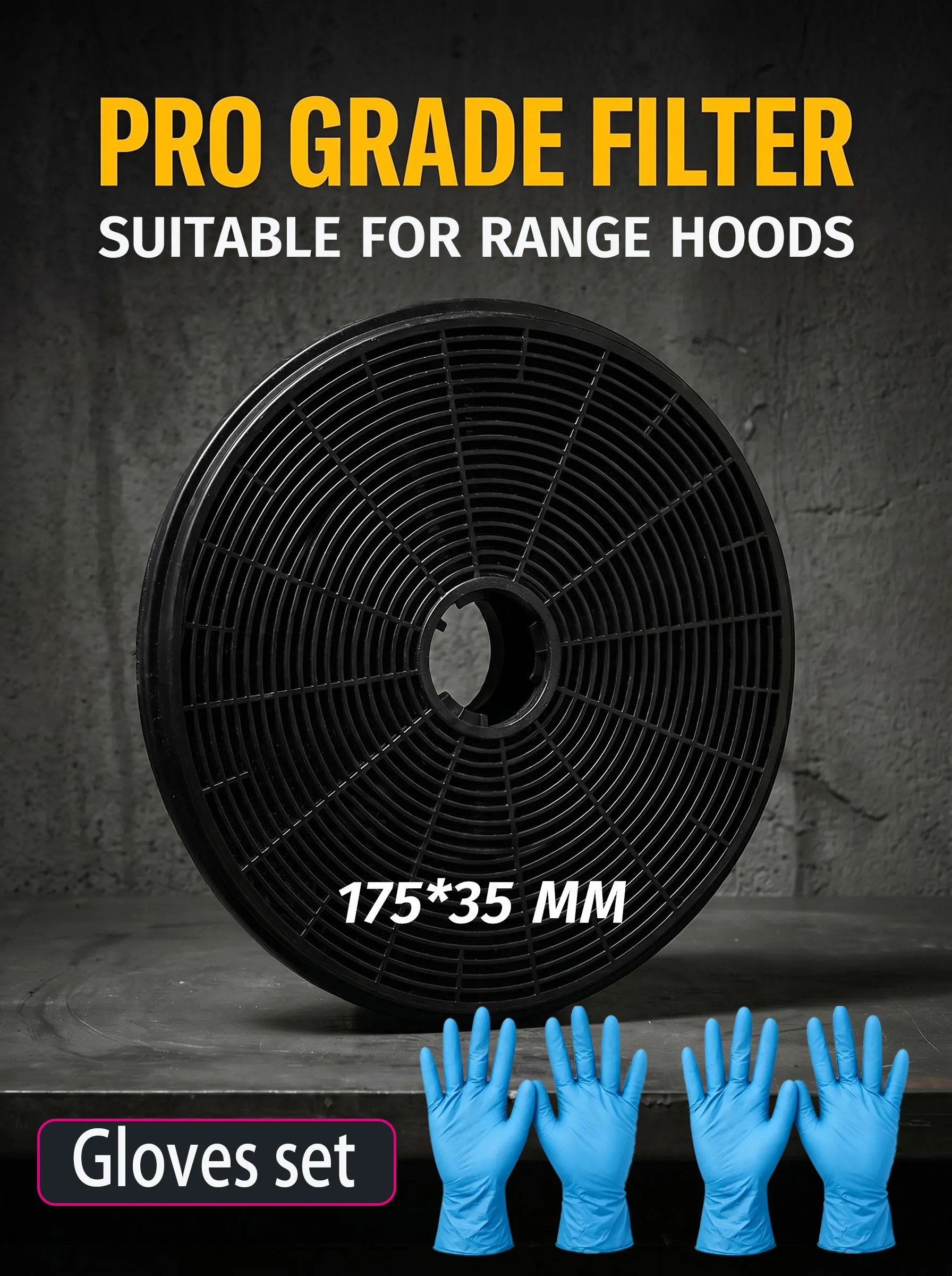 2Pcs Activated Carbon Range Hood Filter Diameter 17.5*3.5cm For Range Hood Pull-out Internal Circulation Filter Replacement Part