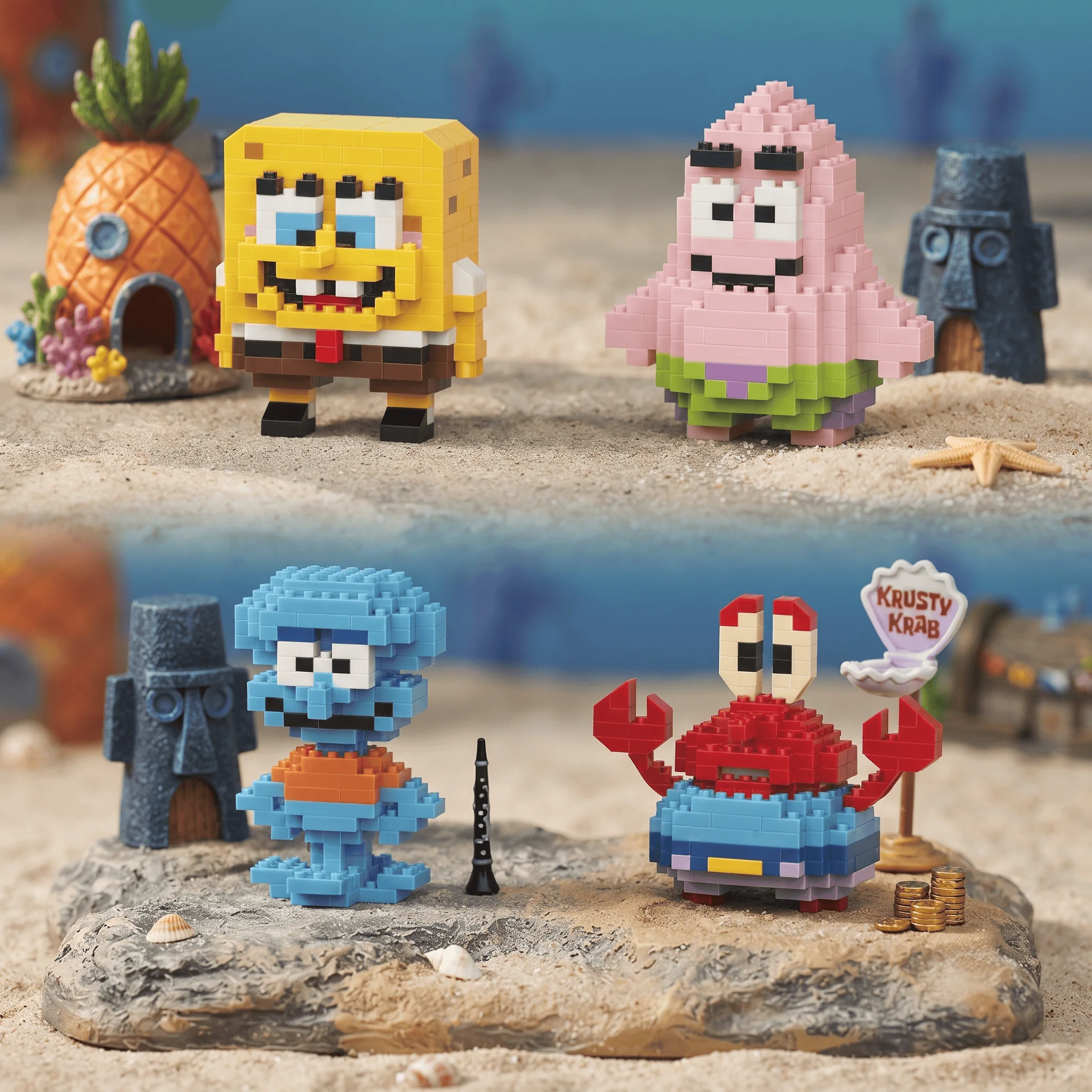 Classic Cartoon Micro Building Blocks Collection SpongeBob Patrick Squidward Mr. Krabs Figures DIY Puzzle Assembly Creative - view 6