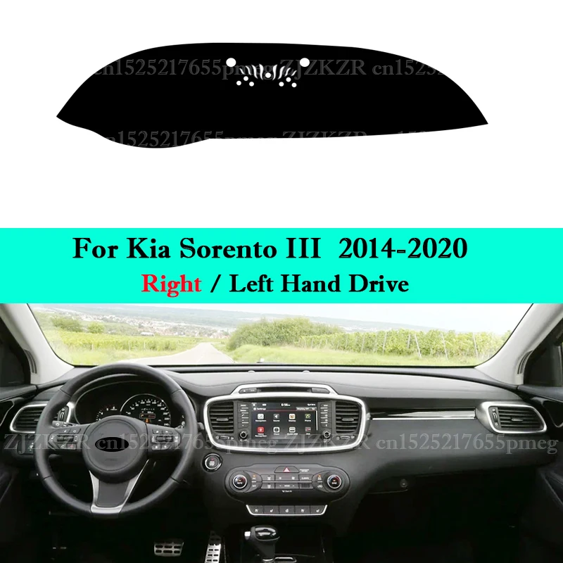 For Kia Sorento 2014-2020 2019 Car Dashboard Cover Mat Anti-UV Sunshade Dashmat Non-Slip Protector Pad Auto Interior Accessory