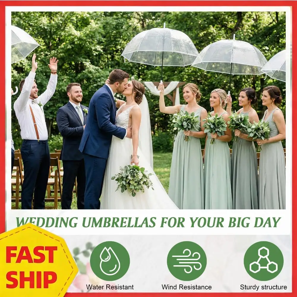 

Зонт-купол 52 дюйма, большой, ветрозащитный, с автоматическим открыванием, прозрачный, для свадеб, выпускных вечеров, мероприятий на открытом воздухе