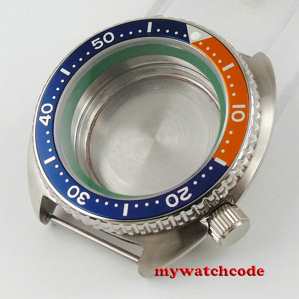 Boîtier en acier saphir 45mm, lunette bleu noir adaptée au mouvement NH35 NH36