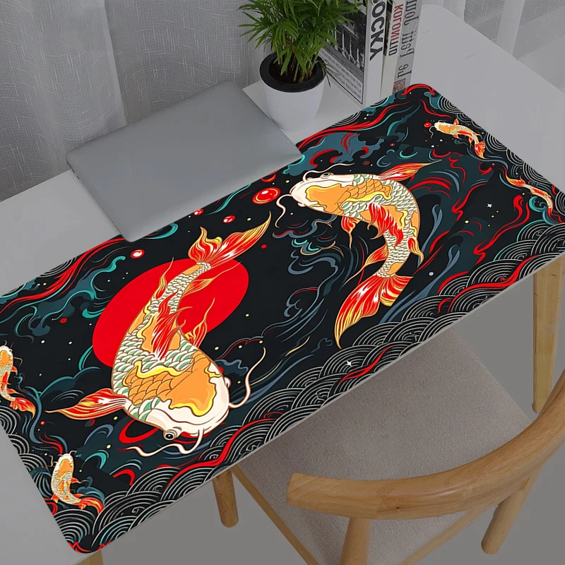 XXL Mouse Pad Colorful Koi Fish Anime Gamer Computer Mousepad Gaming Accessories Tablet Varmilo Keyboard durable Mausepad