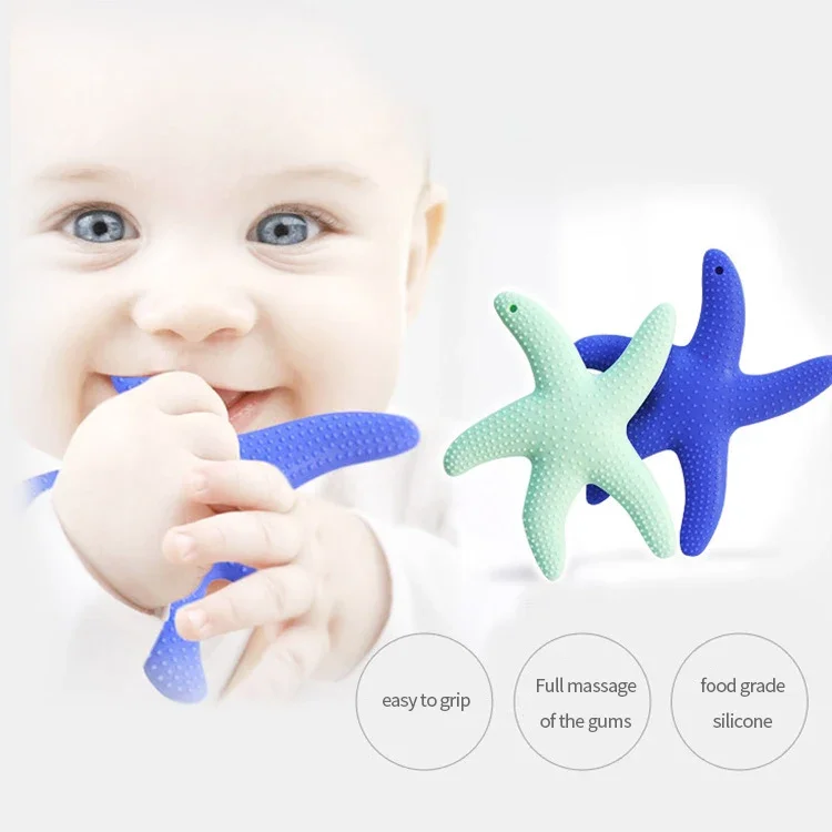 Silicone Teether for 3-12 Months Infants BPA Free Baby Teething Toys Starfish Silicone Kids Baby Chewing Tooth Training Toys