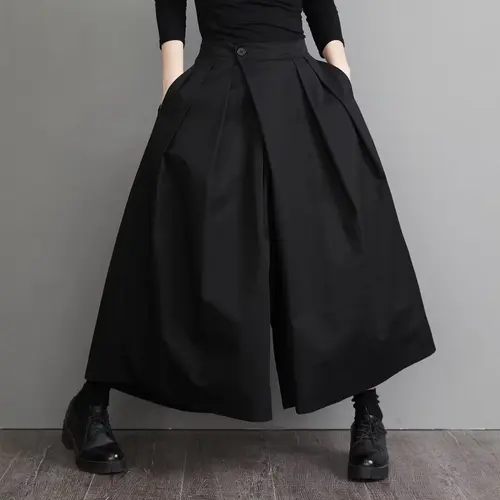 Japón Harajuku moda YY Hakama pantalones hombres mujeres Unisex Y2k ropa de calle pantalones samuráis de pierna ancha falda estética oscura pantalones