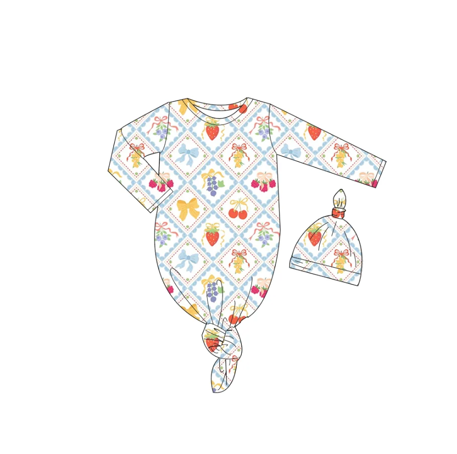 New hot selling boutique children's suit long-sleeved onesie baby clothing strawberry blueberry fruit series printed baby girl