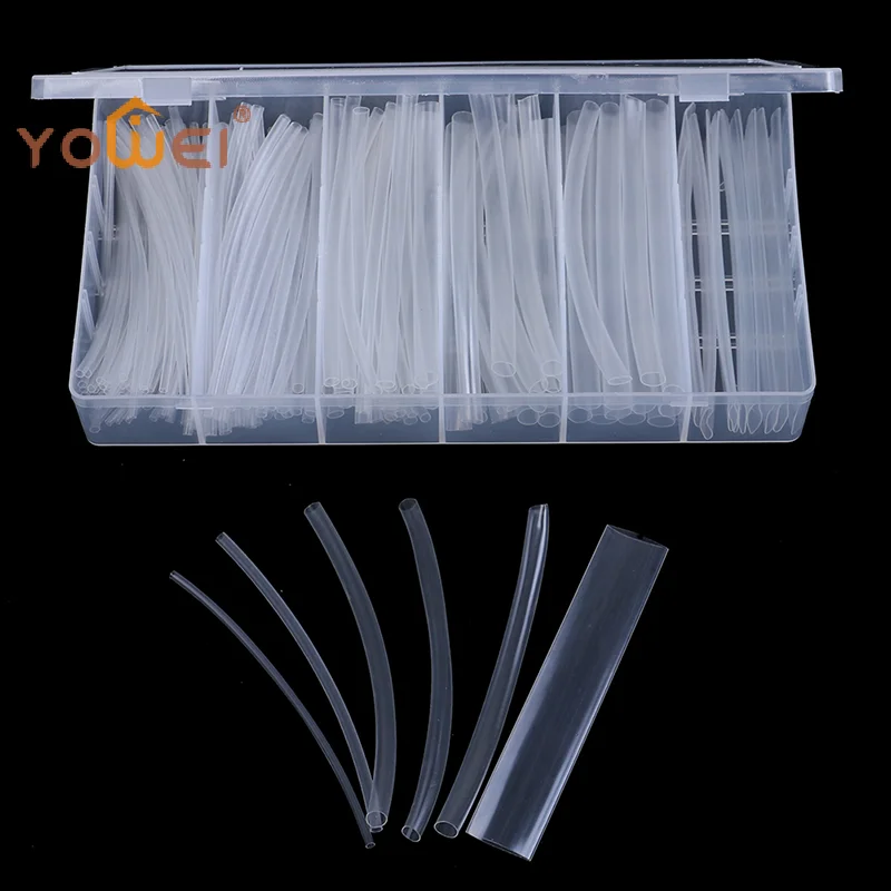 Latest 150Pcs 100mm 2:1 Heat Shrink Tubing Polyolefin Transparent Tube Sleeving DIY Wrap Wire Repair Cable Protecctor