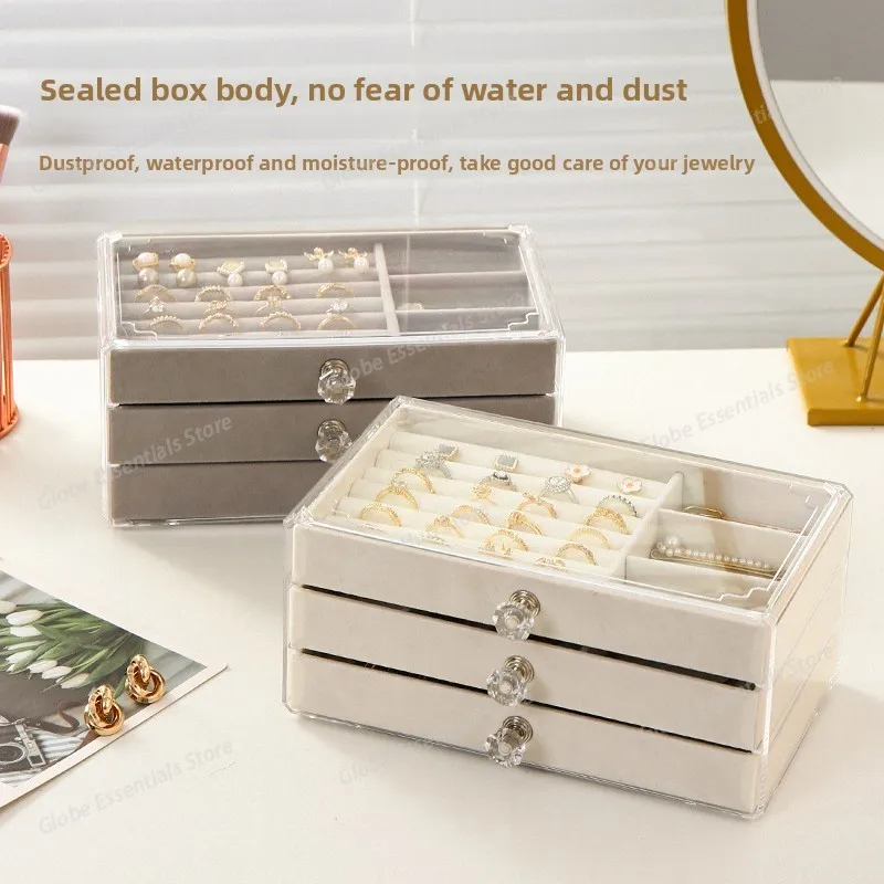 Large Capacity Exquisite Multi-layer Jewelry Storage Box Anti-oxidation Earrings Ring Bracelet Jewelry Jewelry Box