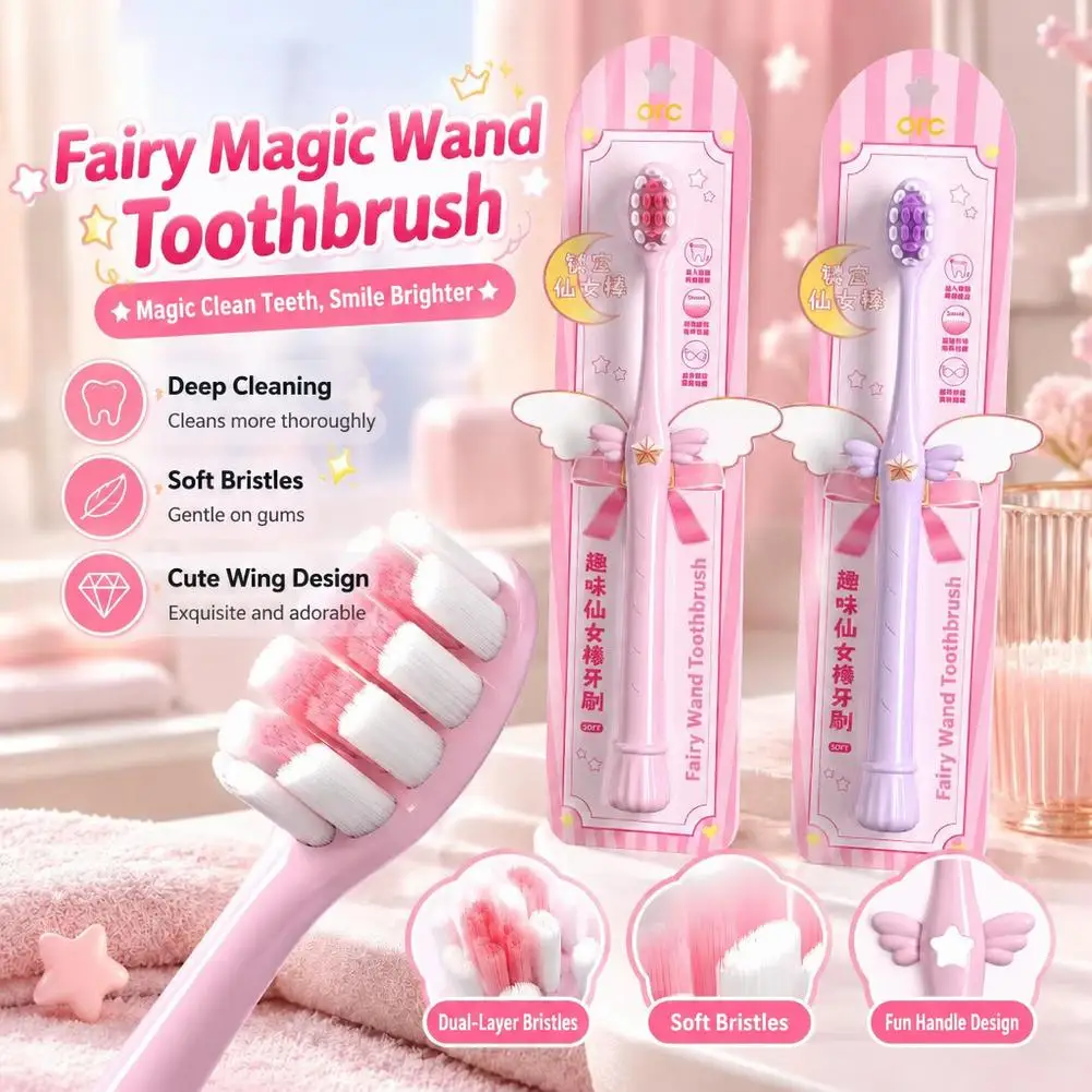 Portable Fairy Stick Soft Bristle Toothbrush Household Cleaning Toothbrush Multi-function Oral Cleaning for Girls Students Gifts