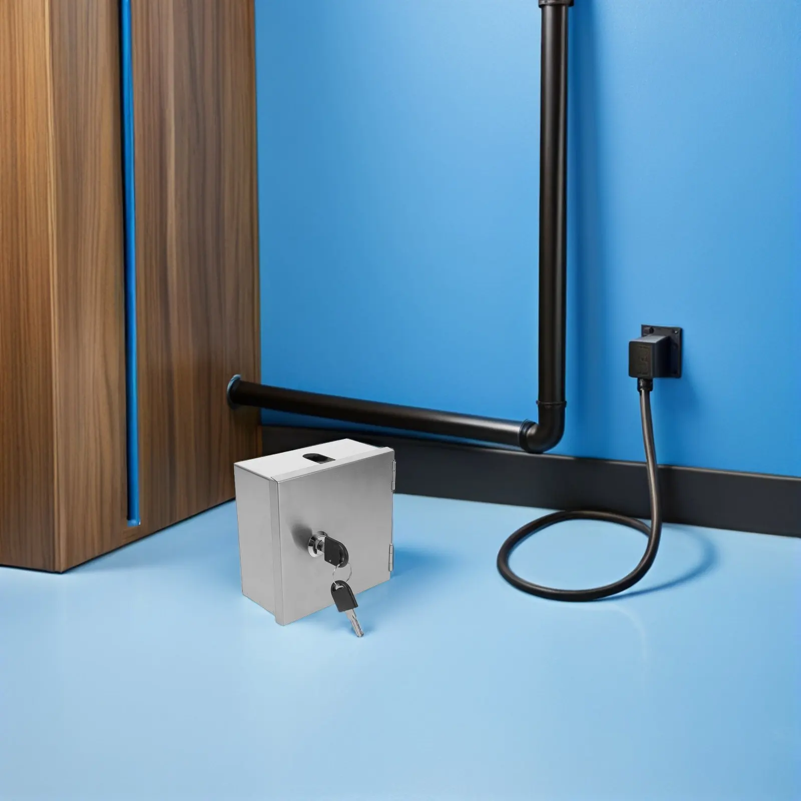 

Stainless Steel Socket Protector 86 Type Waterproof Lockable Power Outlet Cover Wall Mount Outdoor Garden Electrical Box
