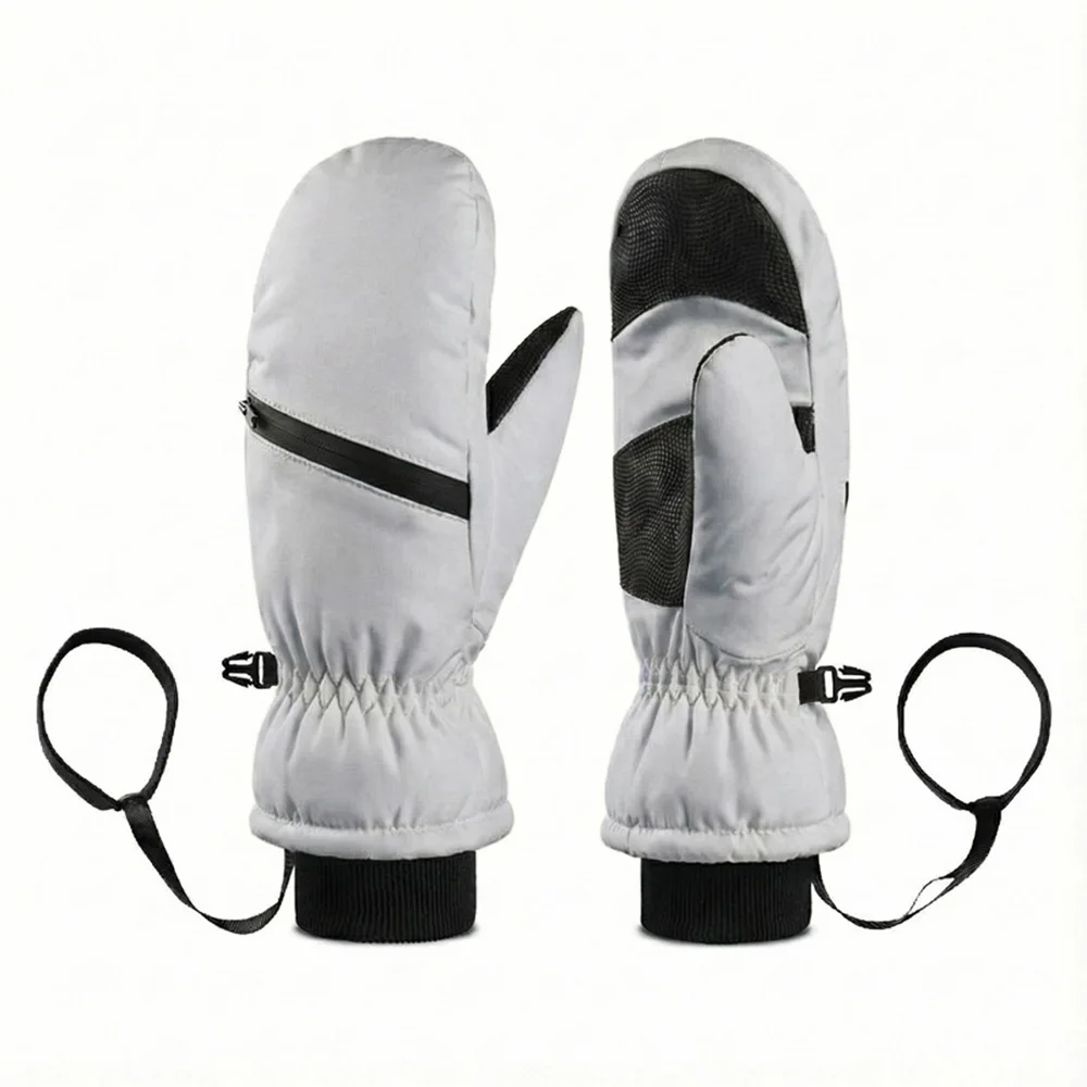 Winter Warm Windproof Gloves Thick Plush Lining Waterproof Durable Non Slip Grip Adjustable Wristband Cold Weather Ski Gloves