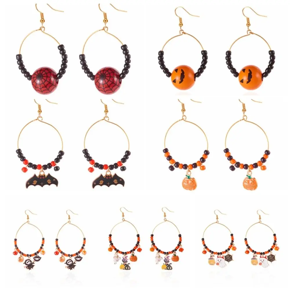 مجوهرات الخرز أقراط الهالوين الجمجمة القط اليقطين هوب أقراط قلادة القوطية شبح استرخى أقراط عطلة