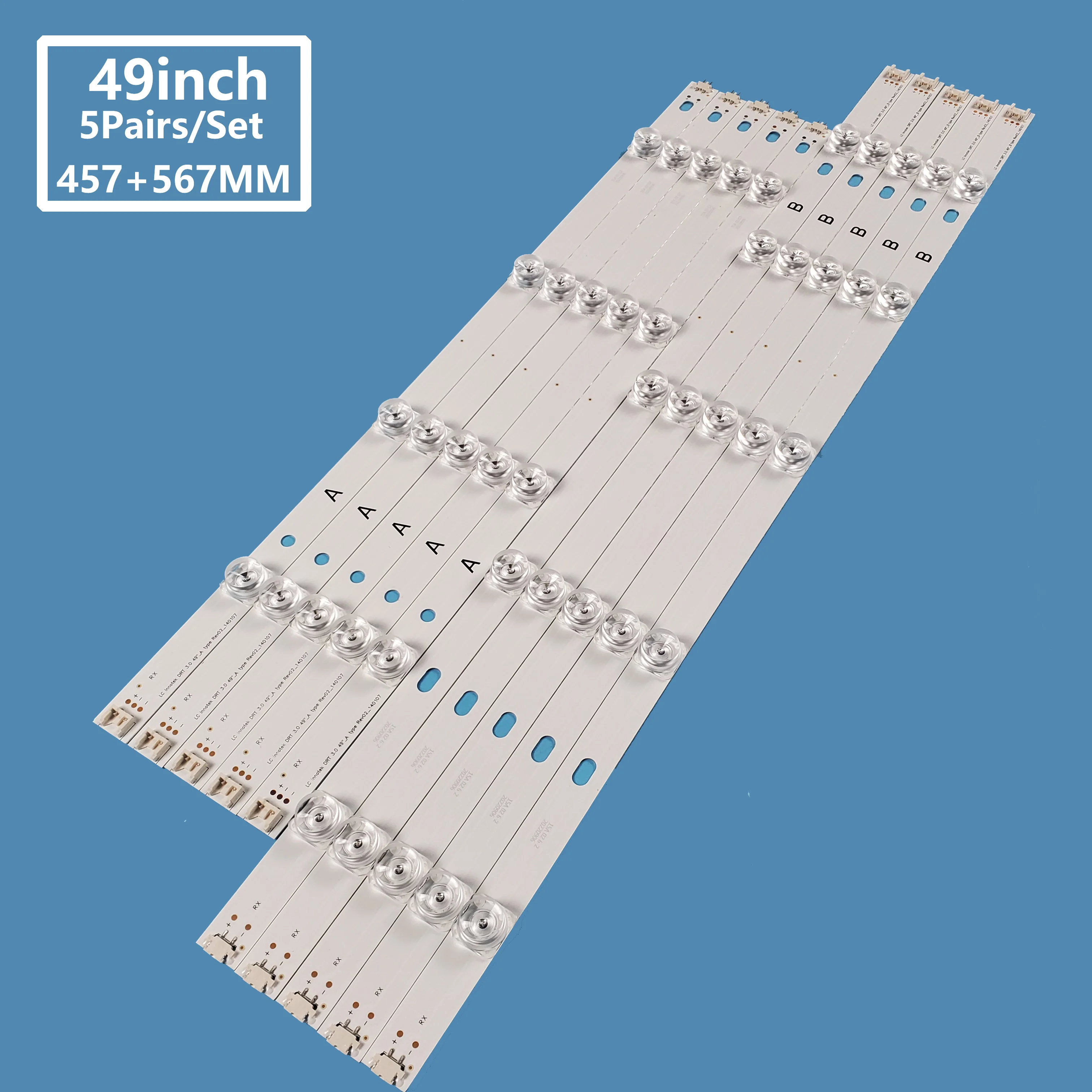 

10 шт./комплект, светодиодная лента для подсветки телевизора LG 49 дюймов 49lb 49LB552 49LB629V 49LB5500
