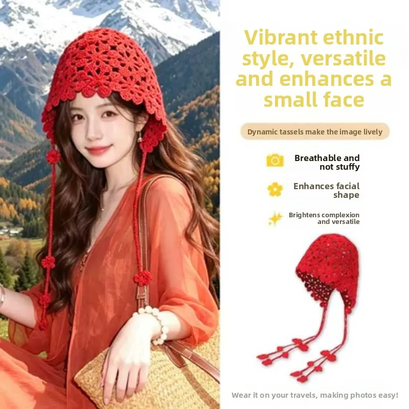 chapeu-vermelho-turistico-artesanal-com-borlas-estilo-retro-que-afina-o-rosto-versatil-para-viagem-e-fotografia-estilo-Etnico