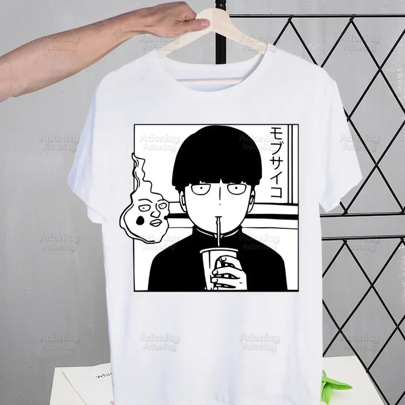 

Футболка Mob Psycho 100 Shigeo Kageyama, мужские потертые топы в стиле ретро, футболки Harajuku One, футболка с аниме-мангой, уличная одежда, футболки в стиле хип-хоп