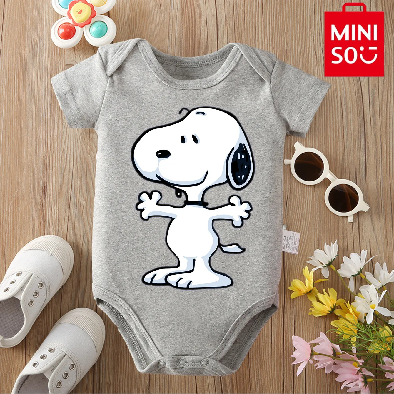 

SNOOPY MINISO Pure Cotton Cloths Cute Woodstock Print Onesie Bodysuit for Baby Comfortable Jumpsuit for 0 To 12 Months Newborn