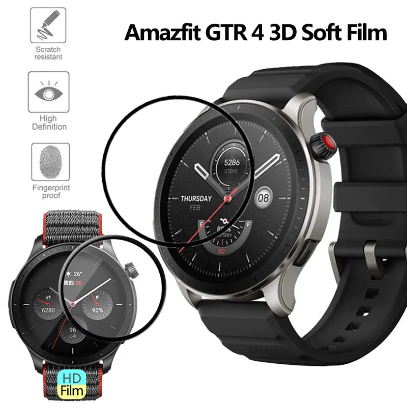 3D Curved Screen Protector For Amazfit GTR 4 Smartwatch Scratch Protective Film For Amazfit GTR 4 TPU Soft Protector Films