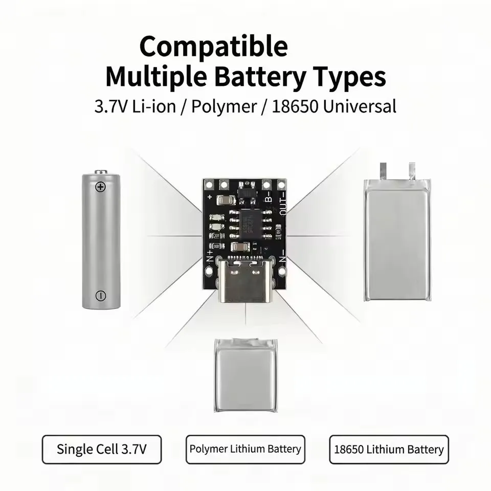 Type-C Charging Board with Protection Circuit USB C Interface Charging Module 3.7V-4.2V 18650 Li-ion Battery DIY Projects