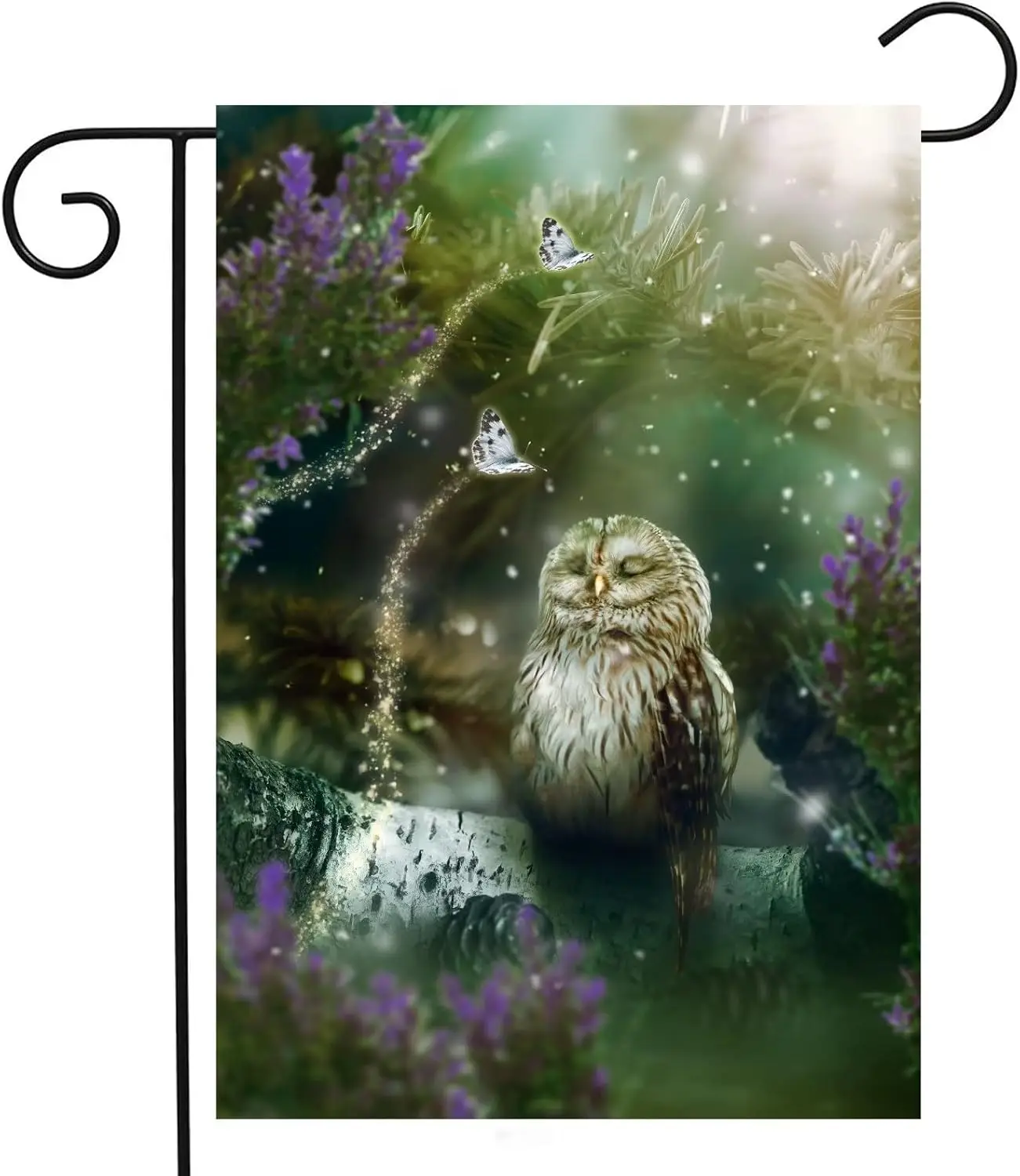 Fantasy Fairy Tale Owl Butterfly Forest Tree Flowers Bird Garden Yard Flag 12