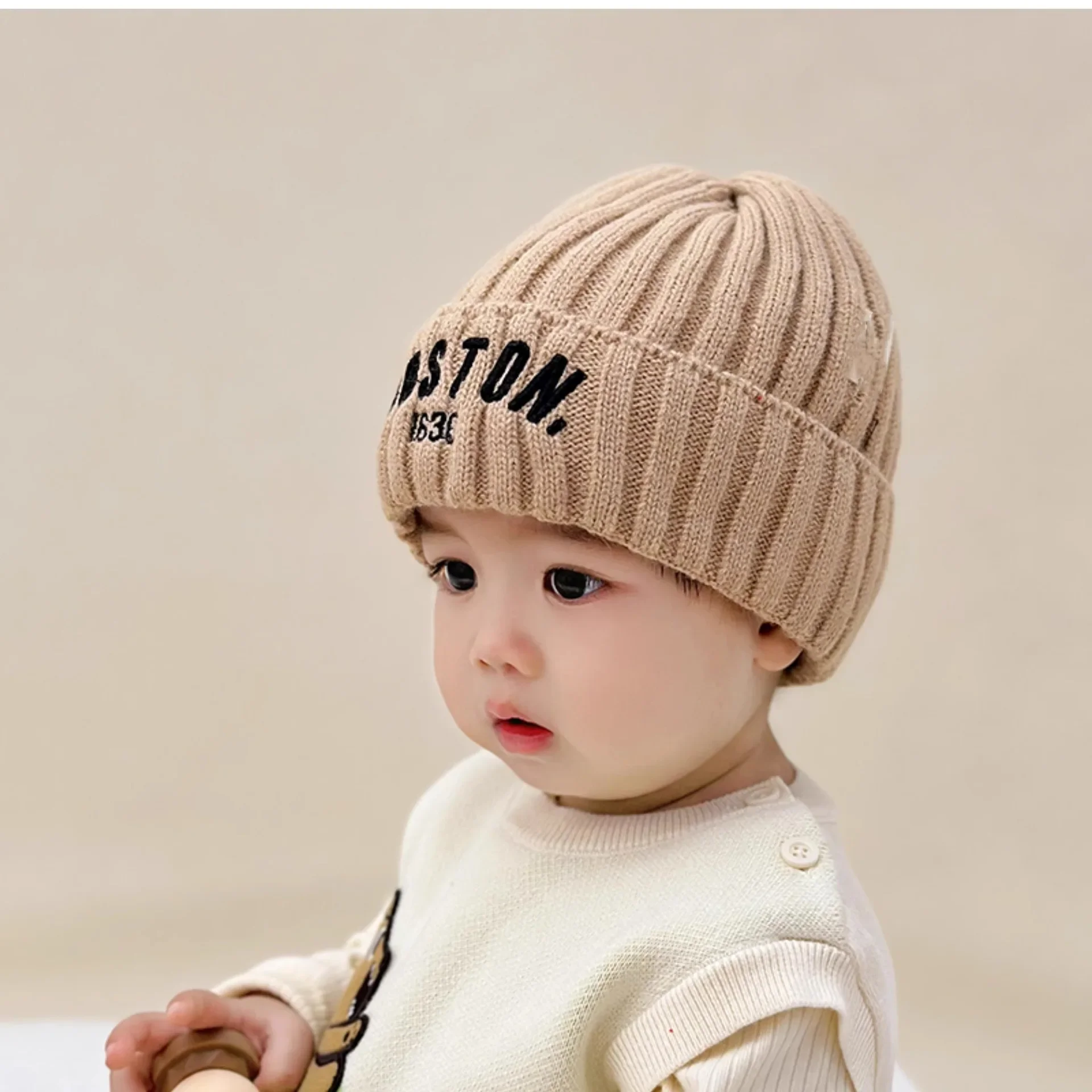Baby Wool Hat Fashion Protection Hat Winter THickened Warm Knitted Korean Version Baby Hat Gift for Kids