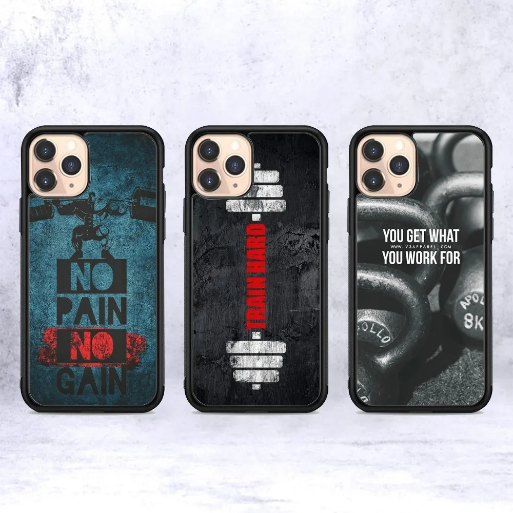 Bodybuilding Gym Fitness Phone Case Silicone PC+TPU For For IPhone 11 12 13 14 15 16 Plus Pro Max Cover