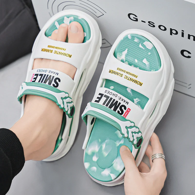 

Горячие белые сабо на платформе, мужские спортивные шлепанцы на открытом воздухе, мужские пляжные сандалии, женские брендовые тапочки 2025 года с толстой подошвой, мужские шлепанцы