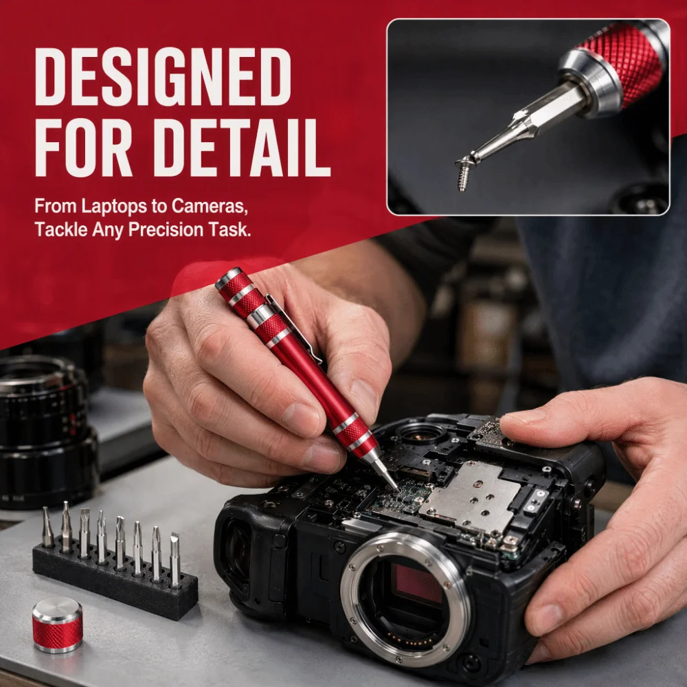 8 In 1 Pocket Screwdriver Set Aluminum Alloy Magnetic Bits Precision Screwdriver Pen Precision Bits Changeable Bits Multitool