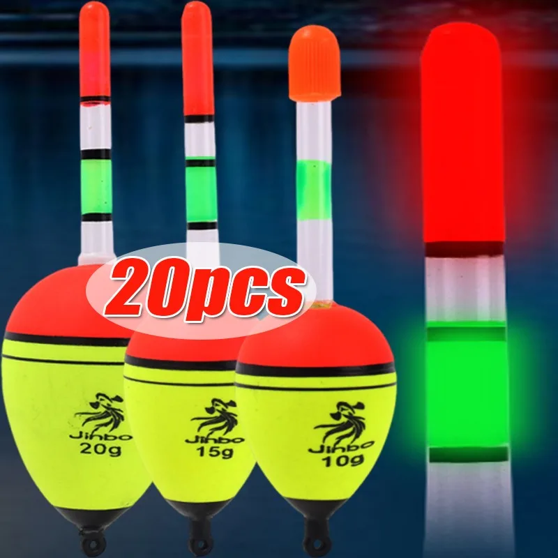 EVA Luminous Fishing Night Float Light Stick Foam Plastic Bobber Sea Rock Fishing Striking Floats Fishing Accessories 10/15/20g