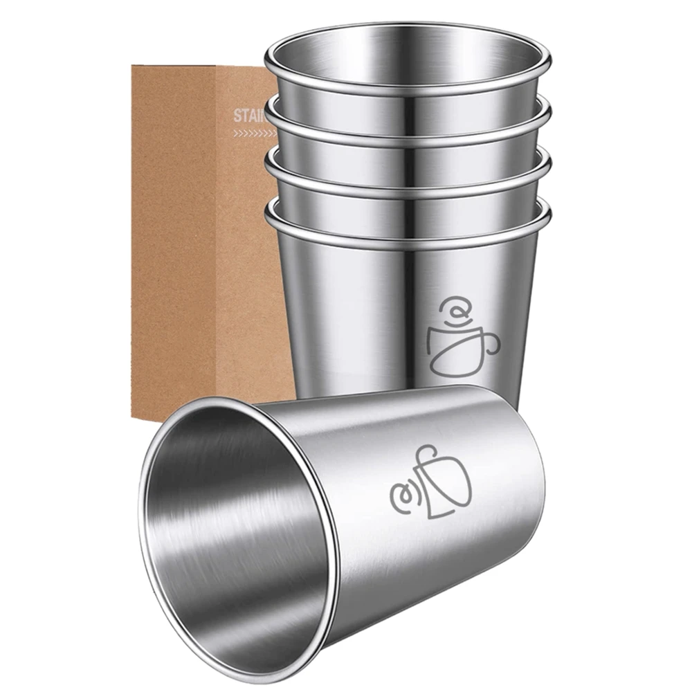 Paquete de 5 tazas de acero inoxidable, vaso de pinta, vasos de Metal, vaso apilable, vasos de Metal para beber de 350ml para viajes, Camping al aire libre