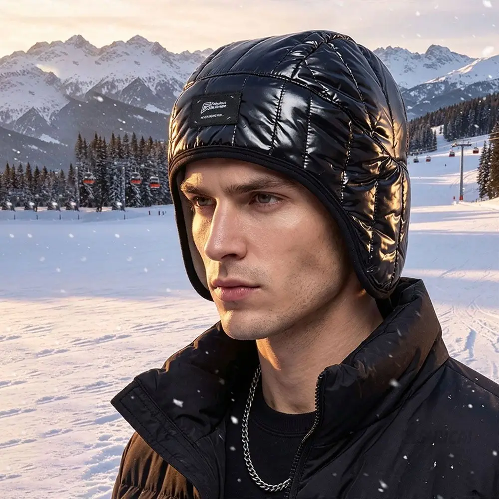 Fleece Lined Winter Ear Flap Hat Windproof Heat Retaining Fleece Lined Hat Double Layer Ear Coverage Cold Weather Hat
