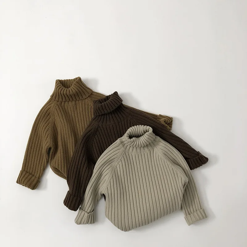 

2025 Sweater New Children Turtleneck Sweater Solid Girls Long Sleeve Knitted Bottoming Shirts Boys Warm Pullover Kids Clothes