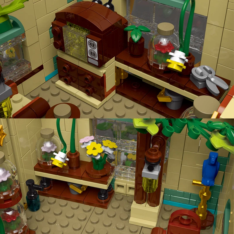 Blocs de construction de fleuriste de ville Expert créatif, modèle avec ensembles de lumière MOC Streetview, Architecture modulaire, jouets pour garçons, cadeaux pour enfants