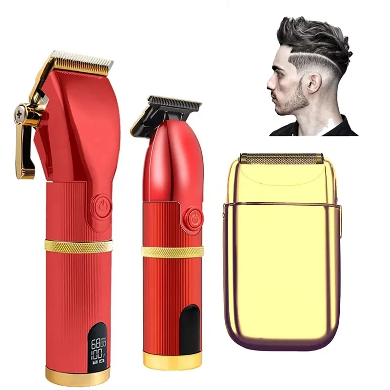 3 Pieces Rechargeable Hair Cut Machine Cordless Hair Shaver Trimmer Electric Professional Barber Hair Clippers Set